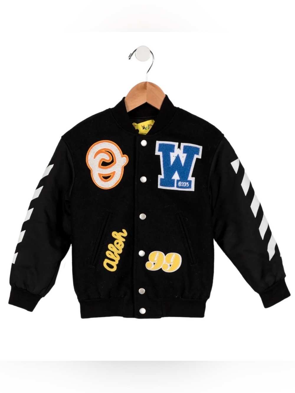 Off-White Kids Black Jacket with Yellow Logo Tag